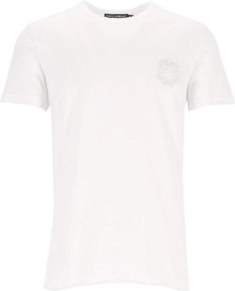 Dolce & Gabbana Regular Fit Katoenen T-shirt - Heren - T-shirts - Wit - 2XL - Katoen - Tops