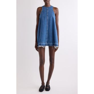 Givenchy Raw Hem Trapeze Denim Minidress in Medium Blue at Nordstrom, Size 6 Us
