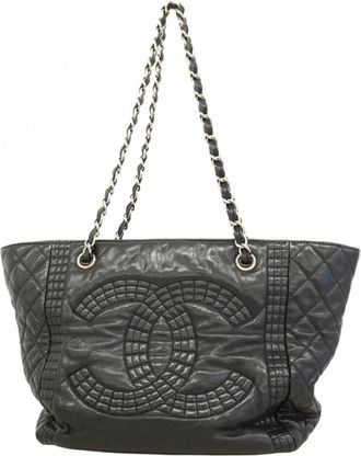 Chanel Black Leather Tote Bag (Pre-Owned)