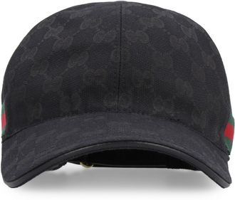 Gucci Mens Logo All Over Baseball Cap Black Polyester Hat