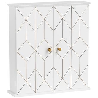 HOMCOM Bathroom Wall Cabinet - Wall Cupboard with Adjustable Shelf - White | TJ Hughes