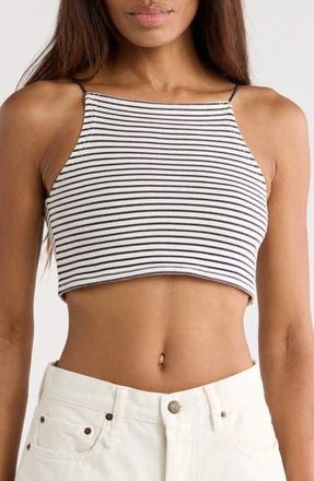 R13 Stripe Cotton Crop Tank in Navy Ecru Narrow Stripe Blue at Nordstrom Rack, Size X-Small