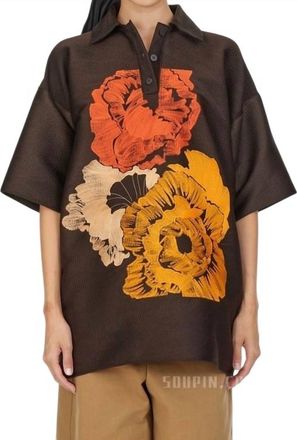 Ferragamo Womens Poppy Print Waist Coat In Brown