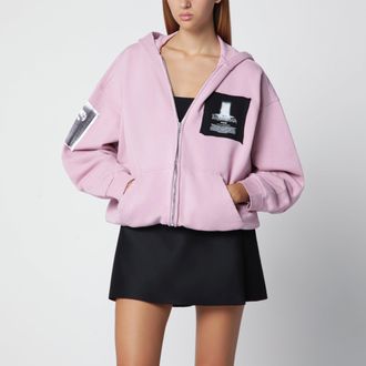 Balenciaga Felpa con zip in jersey di cotone rosa antico