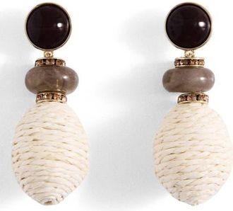 Mango Raffia Drop Earrings in Beige at Nordstrom