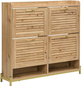 Urban Meuble Zapatero con 4 puertas abatibles de madera y un estante inferior