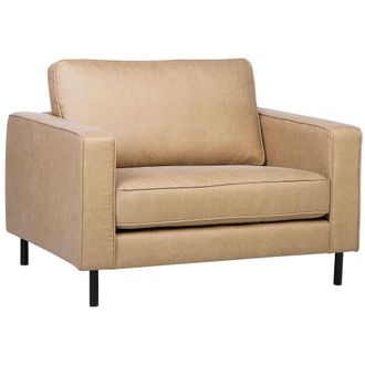 Beliani Beliani - Sill&oacute;n Tapizado En Piel Beige Con Patas Negras Brazo De Riel Estilo Minimalista Savalen