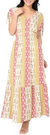 Gibsonlook Print Cinch Sleeve Maxi Dress in Sunset Mixed Print at Nordstrom Rack, Size Medium