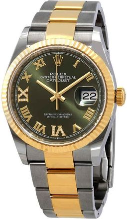 Rolex Datejust 36 Olive Green Diamond Dial Mens Stainless Steel and 18kt Yellow Gold Oyster Watch 126233GNRDO