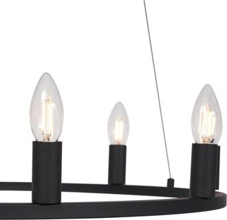 QAZQA Lampada a sospensione knight - Industriale - Acciaio - Nero - Tondo Max. 7 x Watt - Qazqa