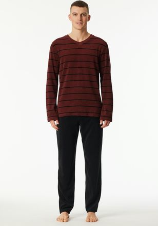 Schiesser Schlafanzug SCHIESSER Casual Nightwear, Herren, Gr. 56, burgund, Frottee, Obermaterial: 80% Baumwolle, 20% Polyester, bequem lang, V-Ausschnitt, Homew