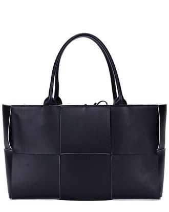 Bottega Veneta Black Maxi Intrecciato Leather Arco Tote (Authentic Pre-Loved)