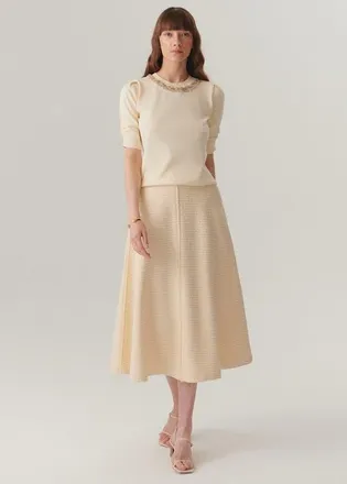Exquise Ruth Midi Flared Skirt in Ecru at Nordstrom, Size X-Large