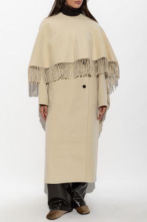 R&oacute;he Wool Coat With Scarf, Womens, Beige