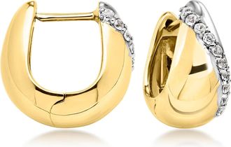 Ross-Simons Sterling Silver and 18kt Gold Over Sterling Reversible Curved Earrings With White Topaz