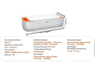 OEM M&aacute;quina De Corte De Vinilo, Velocidad Ajustable, Compatible Con M&uacute;ltiples Materiales, Color Blanco Y Naranja