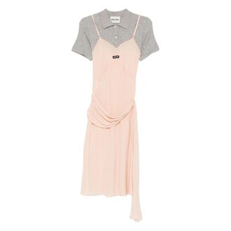 Miu Miu Scalloped-edge Draped Midi Dress