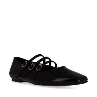 Billini Womens Kairo Strappy Ballet Flats In Black Patent