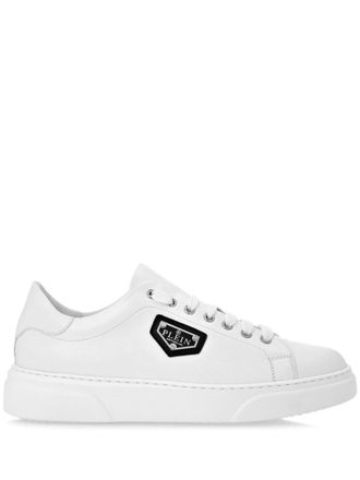 Philipp Plein logo-plaque leather sneakers - White