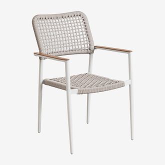 Sklum Sklum - Pack De 4 Sillas De Jard&iacute;n Apilables Con Reposabrazos En Aluminio Y Cuerda Trenzada Nediam