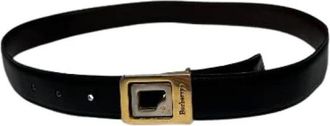 Burberry Vintage, unisex, Zwart, ONE Size, Leer, Pre-owned Riem met gegraveerde paardensportlogo gesp
