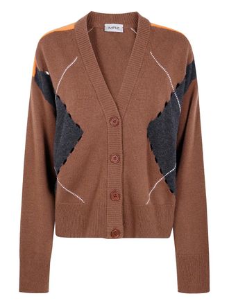 MRZ argyle-pattern cardigan - women - Wool - L - Brown