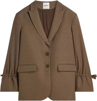 Summum Boyfriend Blazer met Strikmouwen - Dames - Jassen - Beige - Maat: XL Viscose
