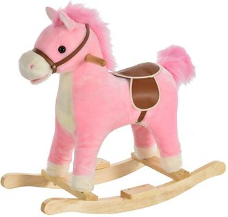 HOMCOM Caballo balanc&iacute;n para ni&ntilde;os 65x32.5x61 cm rosa