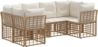 vidaXL Conjunto De Sof&aacute;s De Exterior 6 Uds. Natural Poli&eacute;ster Vidaxl