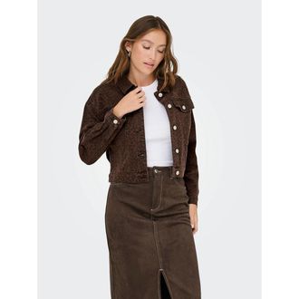 Only Kort denim jack in luipaardprint