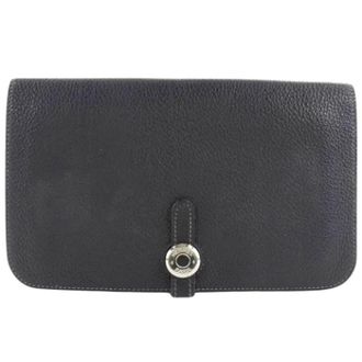 Herm&egrave;s Tweedehands leren portemonnees - Dames - Vintage Accessoires - Blauw - ONE Size - Vintage
