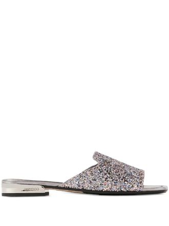 Jimmy Choo London Nako glitter logo strap sandals - Silver