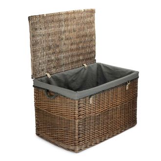 Red Hamper Wicker Large Antique Wash Storage Basket in Grey