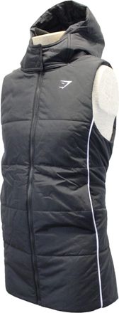 Gymshark Womens Oversized Longline Gilet, Black/White, Medium