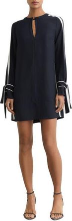 Reiss Tammy Long Sleeve Tipped Shift Dress in Navy at Nordstrom, Size 2 Us