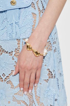 Self Portrait Bracelet With Glass Pearls, Womens, Gold