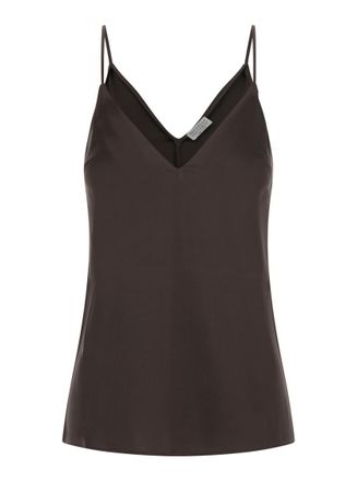 Brunello Cucinelli Dark Brown V Neck Top