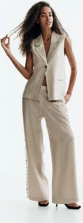 H&M Linen-blend Waistcoat in Light Beige at Nordstrom, Size Xx-Large