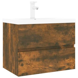 vidaXL Mueble De Ba&ntilde;o Con Lavabo Madera Contrachapada Roble Ahumado Vidaxl