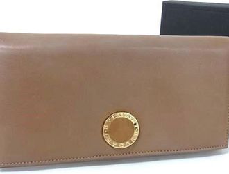Bulgari Brown Leather Long Wallet (Bi-Fold) (Pre-Owned)