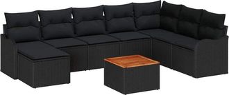 vidaXL Garden Sofa Set with Storage 9 pcs Black Poly Rattan vidaXL