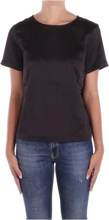 Max Mara Zwarte satijnen trui met knoopsluiting - Dames - Blouses - Zwart - S - Satijn - Overhemden