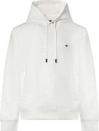 Emporio Armani Felpa con cappuccio in double jersey con logo micro aquila ricamato - - Sweatshirts & Hoodies - Uomo - Bianco - 2XL
