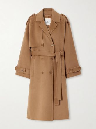 Anine Bing Trench In Misto Lana E Cashmere Rickie - Marrone