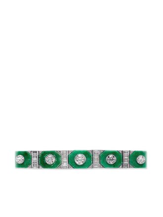 Pragnell 1911-1940 platinum Art Deco jadeite and diamond bracelet - Green