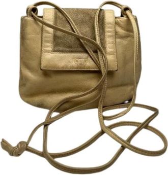 Loewe Pre-owned Cross Body Bags, female, Beige, Size: ONE SIZE Pre-owned Leather Cross Body Bag