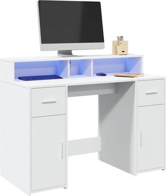 vidaXL Vidaxl - Scrivania con Luci led Bianca 120x55x91 cm in Truciolato