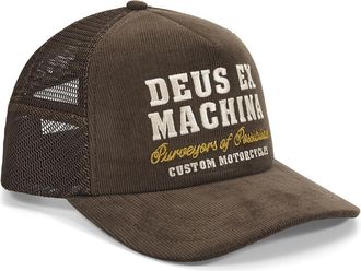 Deus Ex Machina Mens Gumshoe Cord Trucker Cap, Potting Brown, One Size