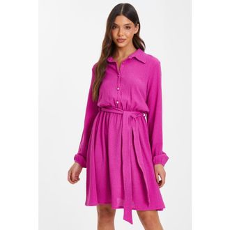 Quiz Textured Jersey Shirt Dress in Purple at Nordstrom, Size 14
