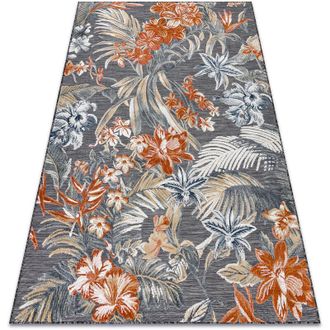 RugsX Rugsx - Alfombra Estructural Botanic 65262 Flores, Tejido Plano En El Balc&oacute;n, Terraza - Negro Multicolour 117x170 Cm